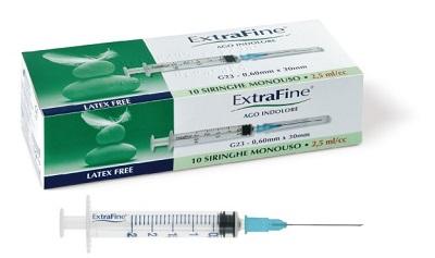 Siringa Extrafine Ipodermica 2.5cc G23 10 Pezzi
