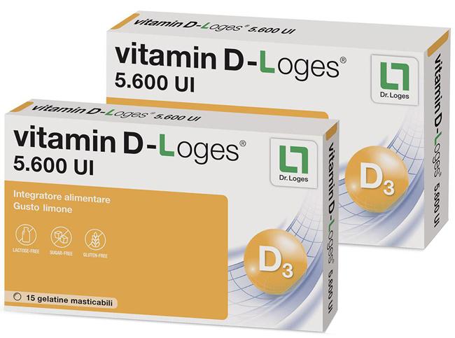 Vitamin D-Loges 5.600 UI Integratore Vitamina D 30 Gelatine Masticabili