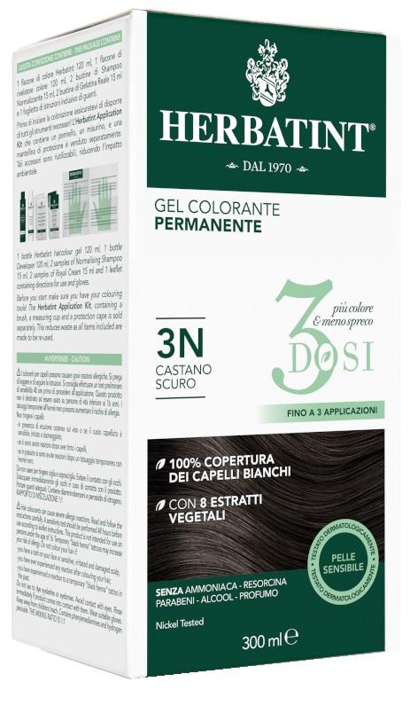 Herbatint Tintura Capelli Gel Permanente 3Dosi 3N Castano Scuro 300 ml