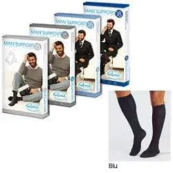 Man Support Gambaletto 18 Cotone Compressione Graduata Taglia 18 Blu