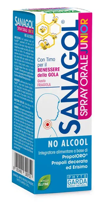 Sanagol Spray Orale Junior Gola Gusto Fragola 20 ml