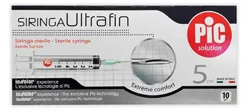 Pic Siringa Ultrafine Extreme con Ago Sterile Monouso 5 ml 10 Pezzi