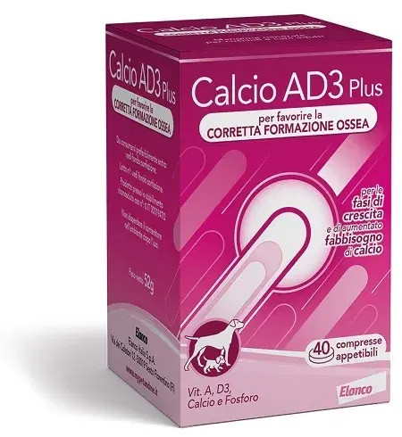 Bayer Pet Linea Animali Domestici Calcio AD3 Cani Integratore 40 Compresse