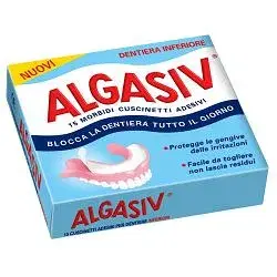 Algasiv Adesivo per Protesi Dentaria Inferiore 15 Cuscinetti Adesivi