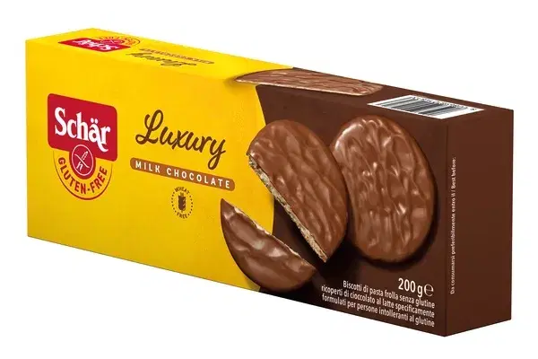 Schar Luxury Biscotti Di Pasta Frolla Senza Glutine Con Cioccolato al Latte 200