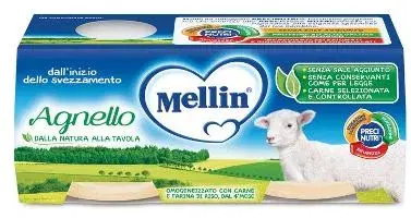 Mellin Omogeneizzato di Agnello e farina di riso senza sale aggiunto 2 x 120 g