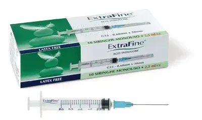 Siringa Extrafine Ipodermica 2.5cc G23 10 Pezzi