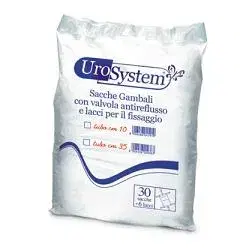 UroSystem Sacche Gambali Con Valvola Antireflusso Tubo 10 cm 30 Pezzi