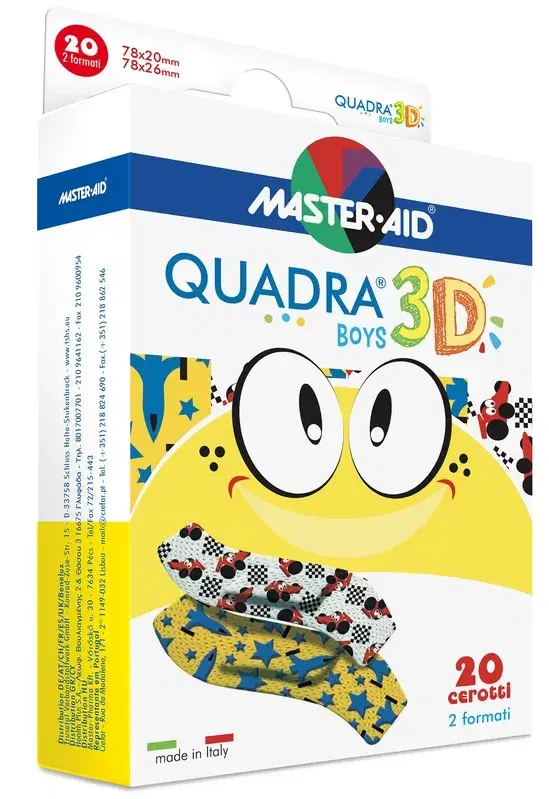 Pietrasanta Pharma Cerotto Master-aid Quadra 3d Boys 20 Pezzi Assortiti