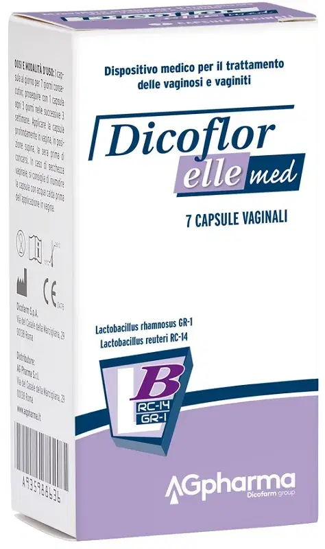 Dicoflor Elle Med 7 Capsule Vaginali per il Trattamento di Vaginosi e Vaginiti