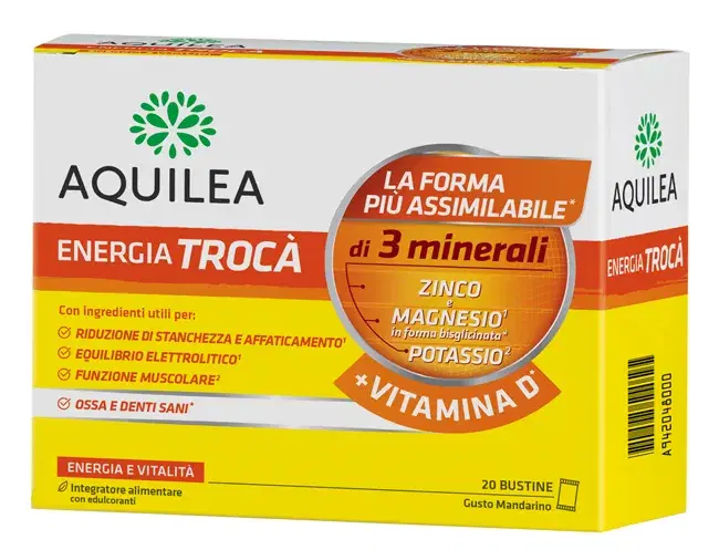 Aquilea Energia Troca' + Vitamina D Integratore Per Muscoli E Ossa 20 Bustine