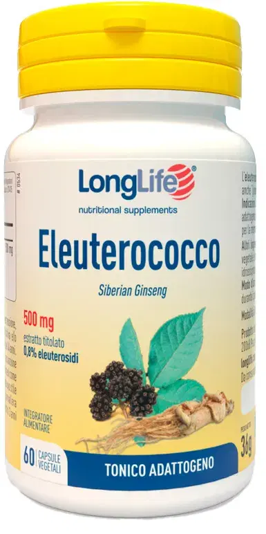 Longlife Integratore di Eleuterococco Tonico Adattogeno 60 capsule 500 mg