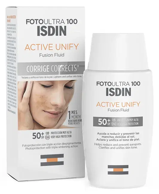 Isdin FotoUltra 100 Active Unify Fluido Viso Schiarente e Uniformante SPF50 50ml