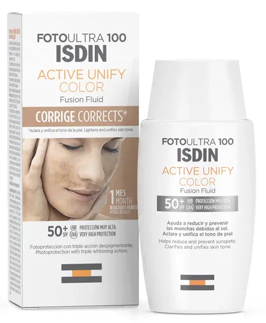 Isdin FotoUltra 100 Active Unify Fluido Viso Schiarente Colorato SPF50 50 ml