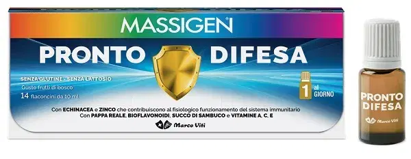 Massigen Pronto Difesa Integratore per il Sistema Immunitario 14 Flaconcini