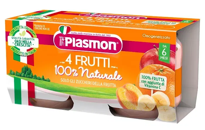 Plasmon Omogeneizzato 4 Frutti per Neonati 2 x 80 g