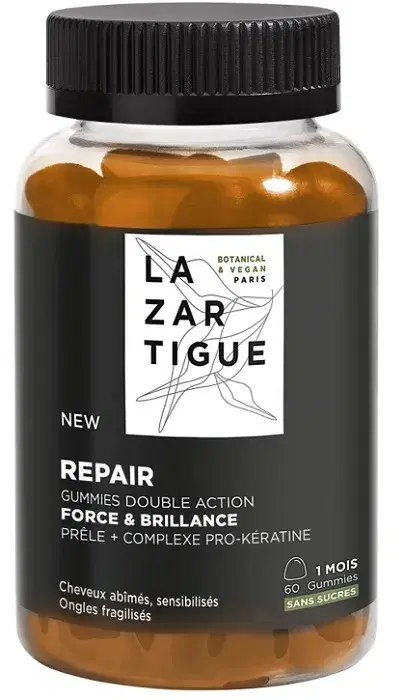 Lazartigue Repair - Forza e Lucentezza Integratore Per Capelli e Unghie, 60 caramelle gommose