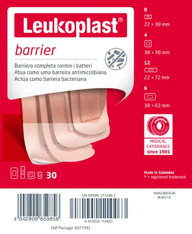 Leukoplast Barrier Riduce il Rischio d'Infezione 30 Pezzi Assortiti
