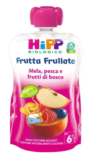 Hipp Bio Frutta Frullata Mela, Pesca e Frutti Di Bosco 90g 6 Mesi +