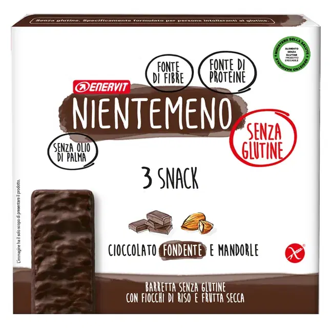 Enervit Nientemeno Barretta Cioccolato Fondente e Mandorle 3 x 33 gr