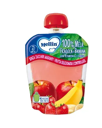 Mellin Pouch Mela Fragola Banana Carota 90g 6Mesi+