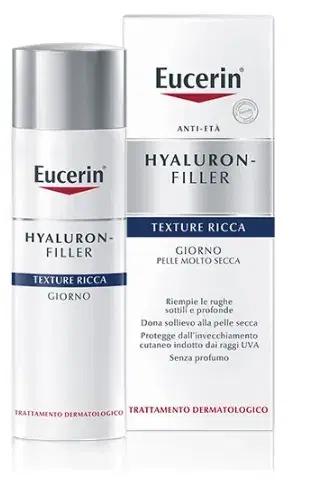 Eucerin Hyaluron-Filler Crema Viso Giorno Idratante Antirughe Texture Ricca 50ml