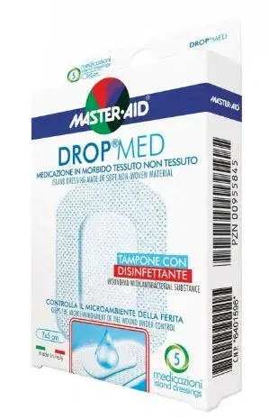 M-aid Drop Med Medicazione Compressa Dermoattiva Ipoallergenica 5 Pezzi 10x10 Cm
