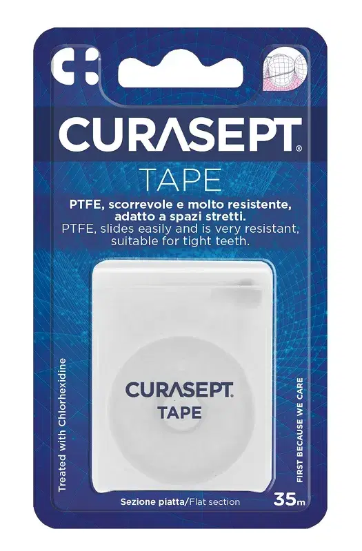 Curasept Floss PFTE Tape Clorexidina Filo Interdentale Sezione Piatta 35 m
