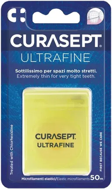 Curasept Classico Floss Filo Interdentale Ultra Fine Non Cerato Clorexidina 50 m