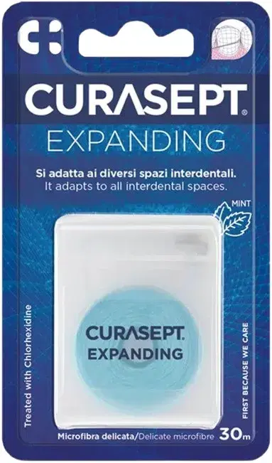 Curasept Floss Filo Interdentale Microfibra Expanding Clorexidina 30 m