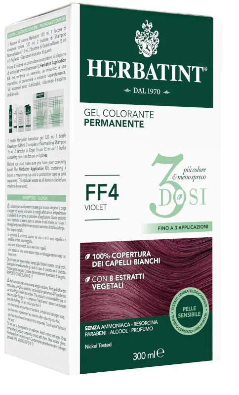 Herbatint Tintura Capelli Gel Permanente 3Dosi FF4 Violet 300 ml