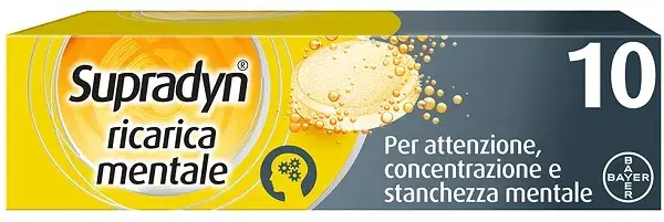 Supradyn Ricarica Mentale Integratore Memoria e Concentrazione con Guaranà 10 Cpr Effervescenti