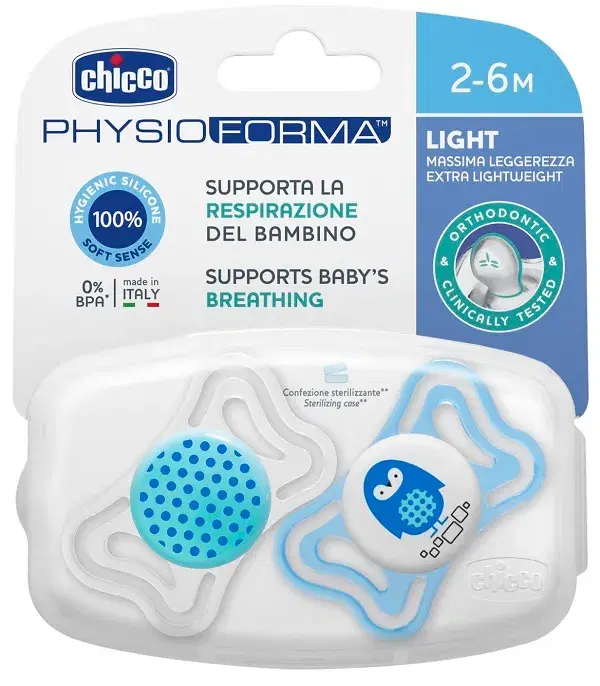 Chicco Physio Comfort Light Succhietto Boy in Silicone 2-6 Mesi 2 Pezzi