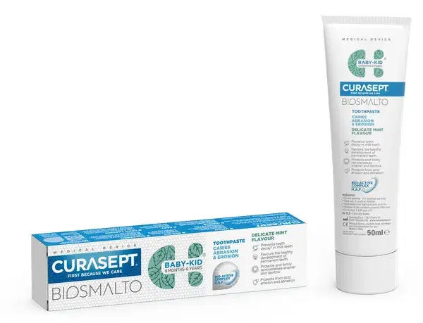 Curasept Biosmalto Baby-Kid Dentifricio Gusto Menta 50 ml