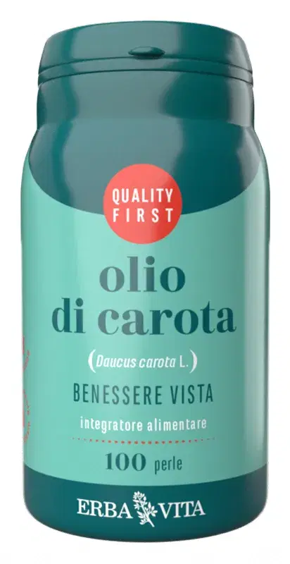 Erba Vita Olio di Carota Integratore per il Benessere di Occhi e Vista 100 perle