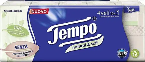 Tempo Fazzoletti Natural & Soft 10 Pezzi
