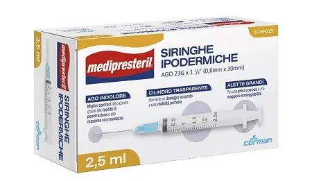 Medipresteril Siringa Ipodermica Ago 23G 0,6x30mm 2,5ml 10 Pezzi