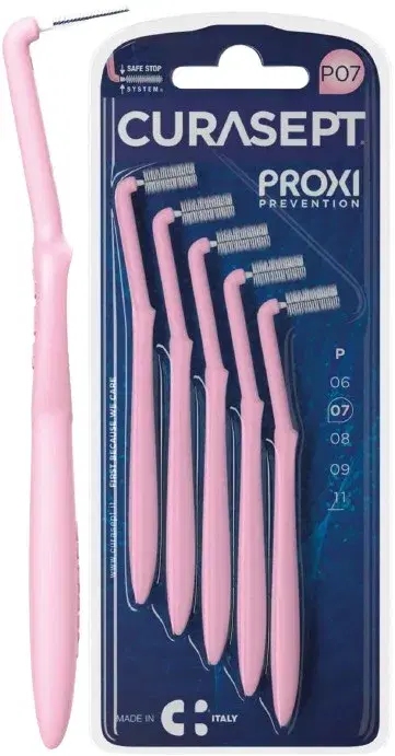 Curasept Proxi Angle Prevention P07 Rosa 5 Scovolini Testina Angolata 0,7 mm