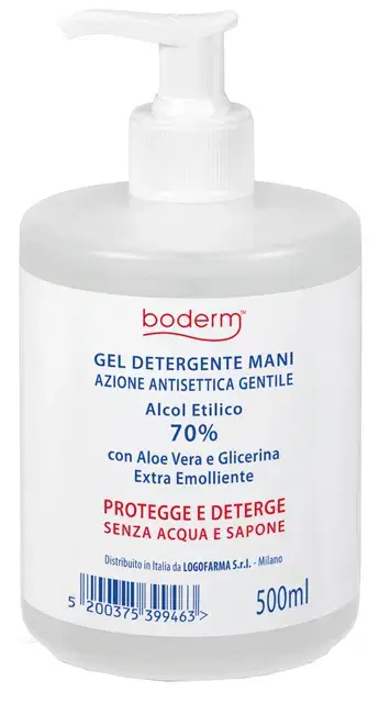 Gel Igienizzante Mani 500 ml Boderm Antisettico con Dispenser