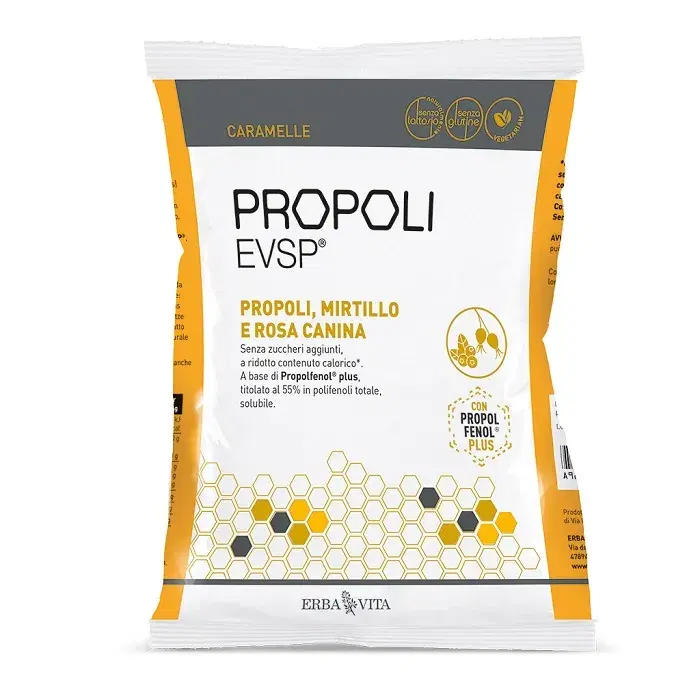 Erba Vita Caramelle Propoli EVSP Gusto Mirtillo e Rosa Canina 65 g
