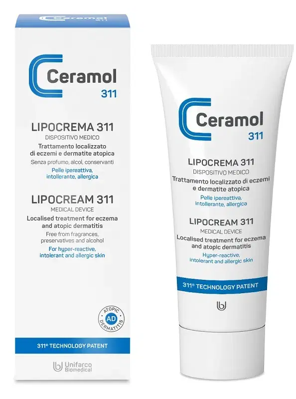 Unifarco Ceramol Lipocrema 311 per il Trattamento di Eczemi e Dermatiti  100 ml