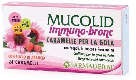 Mucolid Bronc Immuno Caramelle per Gola e Difese Immunitarie 24 Pezzi