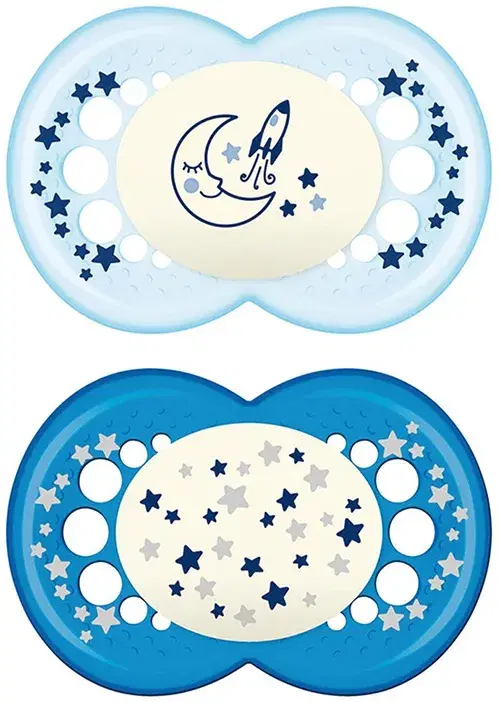 Mam Night Set Succhietto In Silicone Per Bambini 6 Mesi+ Fantasia Assortita