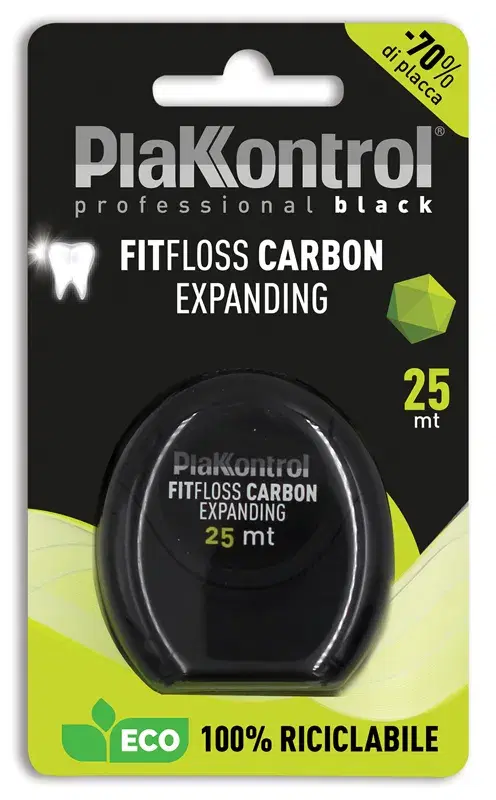 Plakkontrol Black Floss Filo Interdentale Azione Sbiancante 25m
