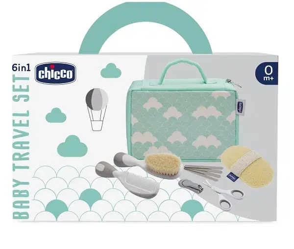 Chicco Set Viaggio Spazzola+Pettine+Spugna+Forbici+Tagliaunghie+Limette