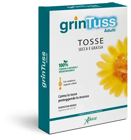 Aboca Grintuss Adulti Sciroppo per la Tosse Secca e Grassa 12 Flaconcini
