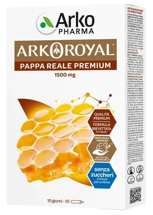 Arkoroyal Pappa Reale Integratore Senza Zucchero 1500 mg 10 Fiale