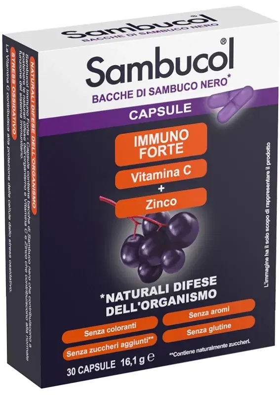 Sambucol Immunoforte Integratore per Difese Immunitarie 30 Capsule