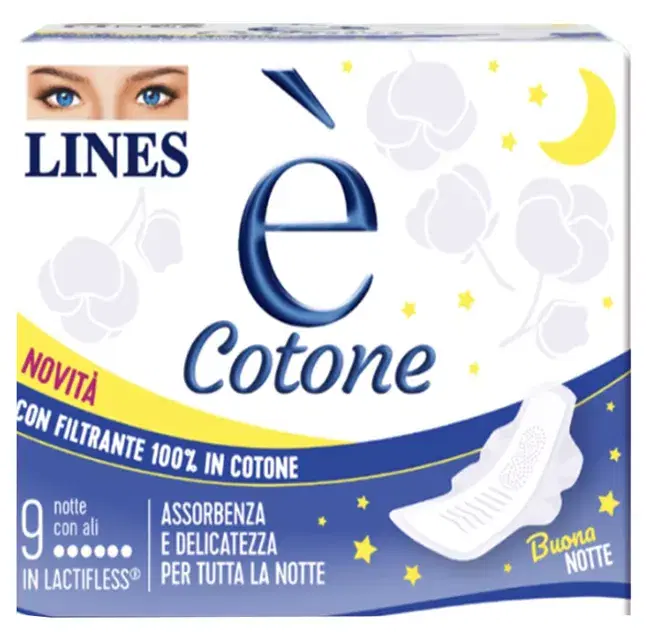 Lines E Cotone Assorbenti Notte 9 Pezzi