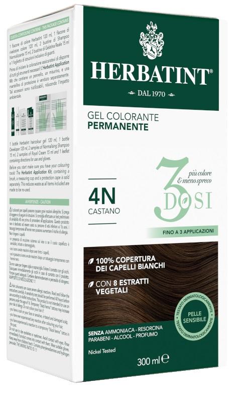 Herbatint Tintura Capelli Gel Permanente 3Dosi 4N Castano 300 ml